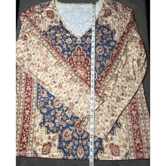 Womens Paisley Shirt Blouse 2X Long Sleeve Lightweight Easy Care - Picture 3 of 3